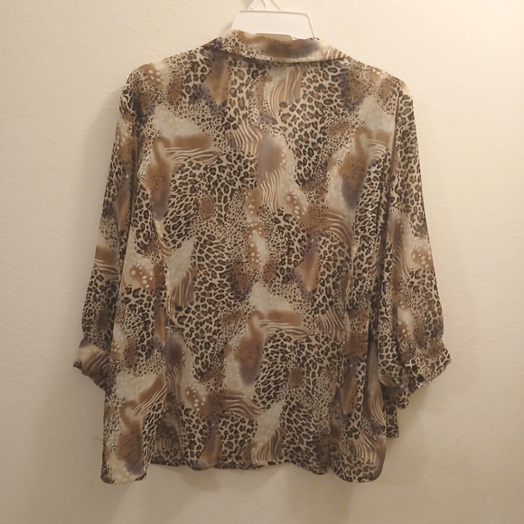 EUC Sarah Bentley Shear Leopard Print Blouse Animal Print Women's Size 2X - Picture 6 of 6